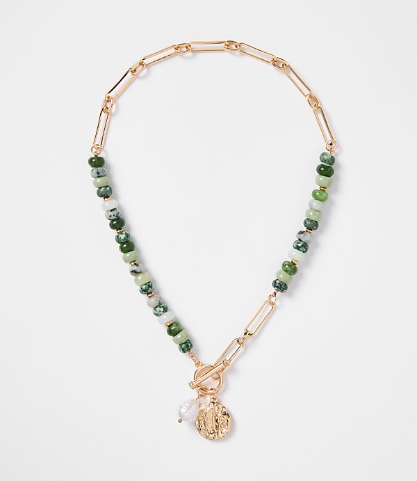 Pearlized Coin Statement Necklace