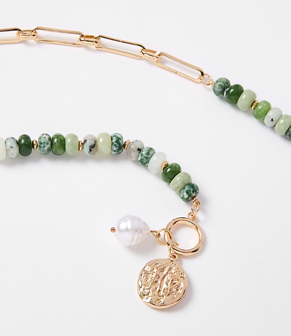 Pearlized Coin Statement Necklace