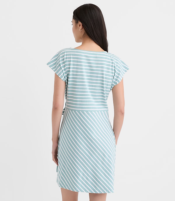 Petite Striped Side Tie Wedge Tee Mini Dress