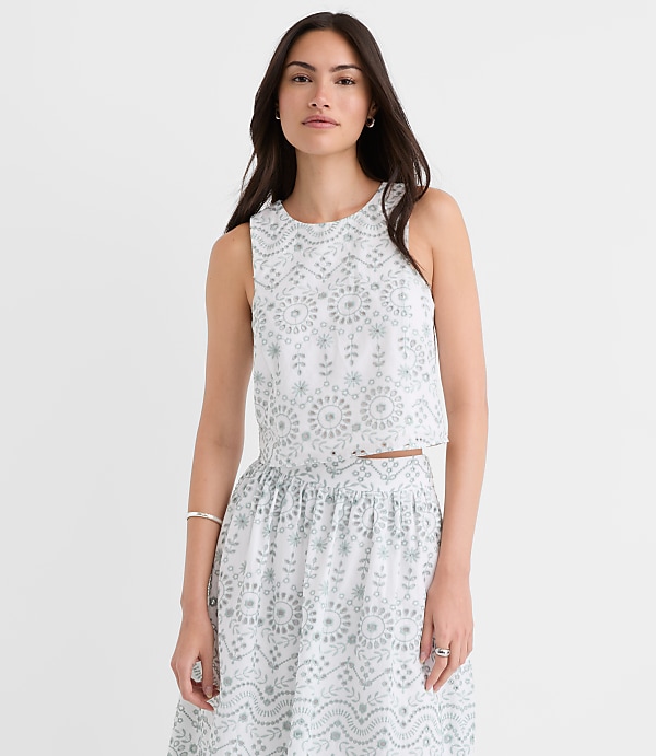 Petite Eyelet Poplin Shell