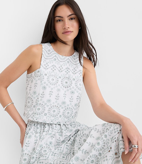 Petite Eyelet Poplin Shell