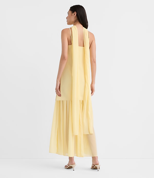 Scarf Mixed Media Maxi Dress