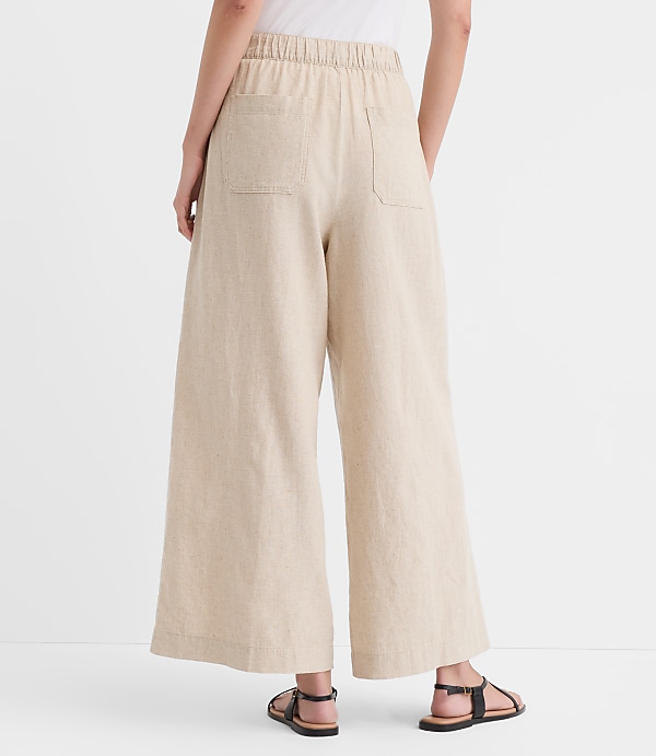 Breezy Wide Leg Crop Pants in Crosshatch Linen Cotton
