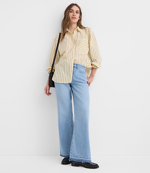 Petite Striped Poplin Everyday Oversized Pocket Shirt