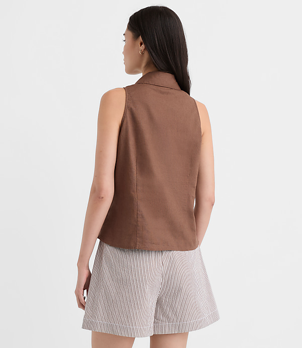 Pleated Linen Cotton Vest Top