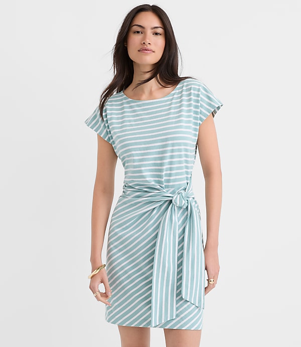 Striped Side Tie Wedge Tee Mini Dress