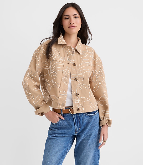Floral Embroidered Twill Jacket
