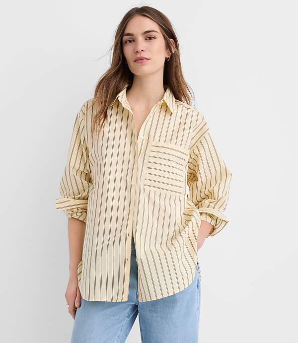 Striped Poplin Everyday Oversized Pocket Shirt