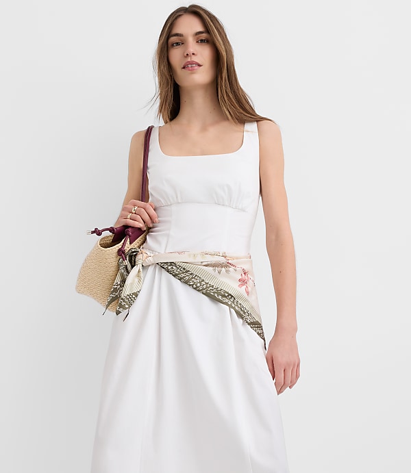 Seamed Waist Midi Pocket Dress