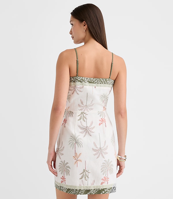 Petite Palm Linen Cotton Sarong Mini Dress