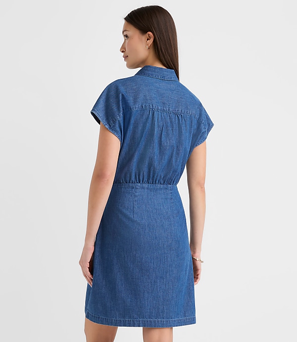 Petite Chambray Wrap Mini Shirtdress