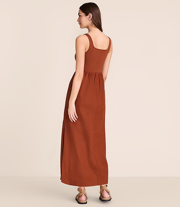 Petite Lou & Grey Linen Cotton Mixed Media Maxi Pocket Dress