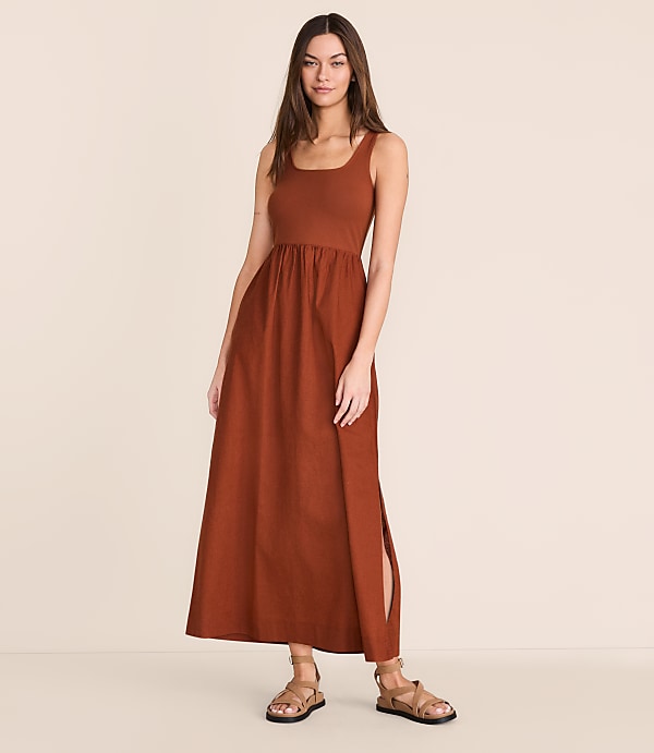 Petite Lou & Grey Linen Cotton Mixed Media Maxi Pocket Dress