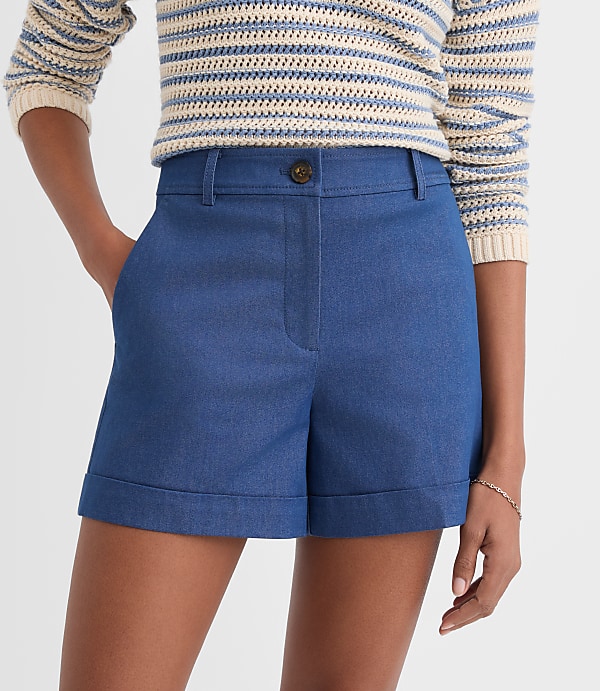Petite Cuffed Shorts in Refined Denim
