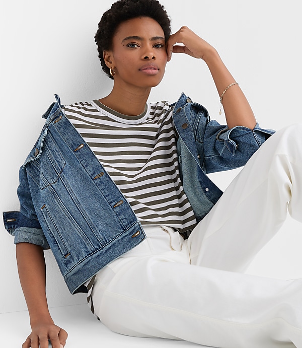 Petite Striped Everyday Crew Tee