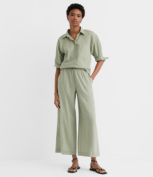 Breezy Wide Leg Crop Pants in Linen Cotton