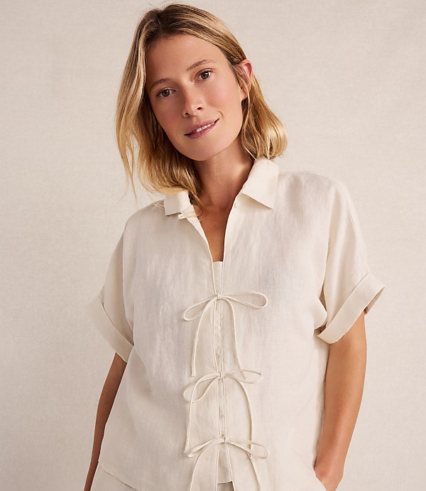 Haven Well Within Linen Tie-Front Top