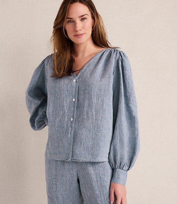 Haven Well Within Linen V-Neck Blouse