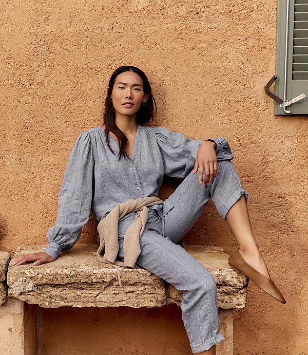 Haven Well Within Linen V-Neck Blouse