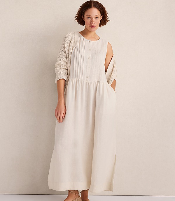 Haven Well Within Linen Pintuck Midi Dress