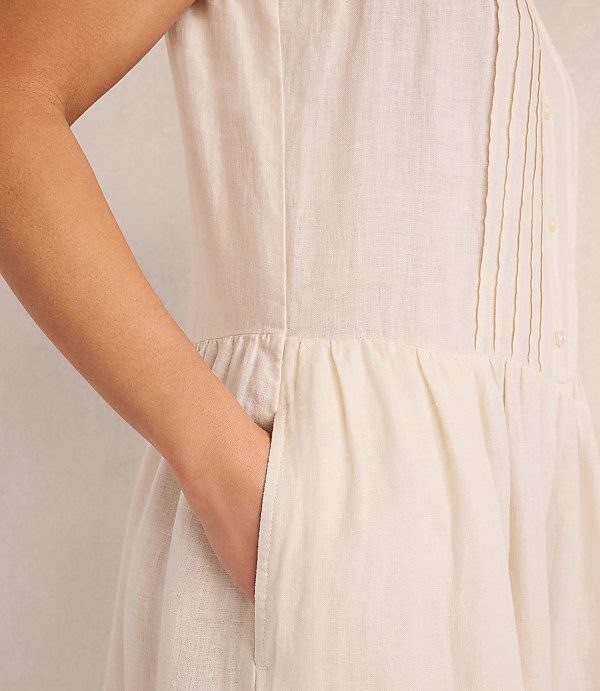 Haven Well Within Linen Pintuck Midi Dress