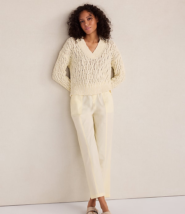 Haven Well Within Slubby Cotton Linen V-Neck Sweater