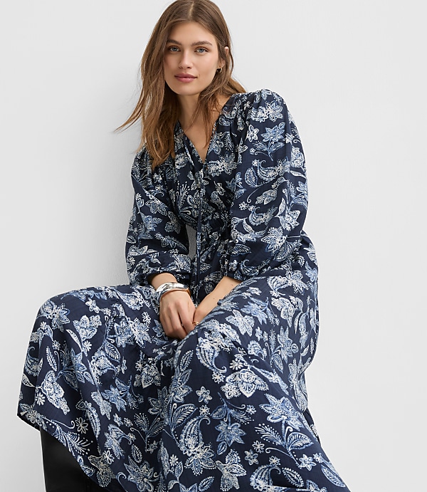 Paisley Bow Maxi Pocket Dress