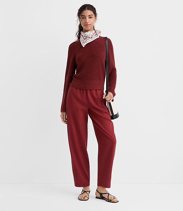 Petite Pull On Barrel Pants in Linen Cotton
