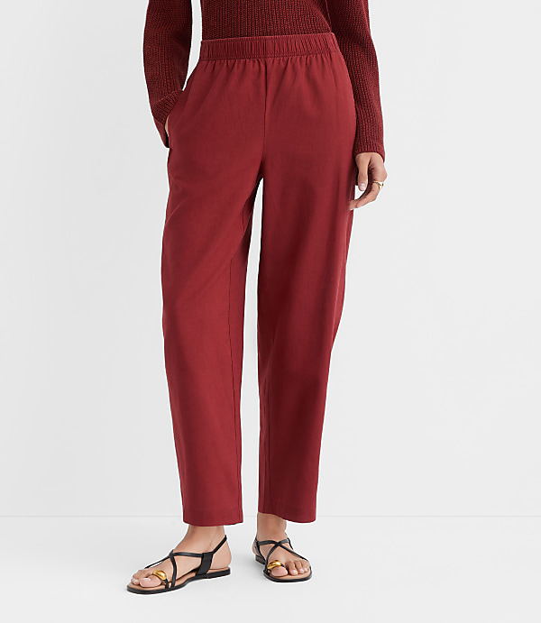 Petite Pull On Barrel Pants in Linen Cotton