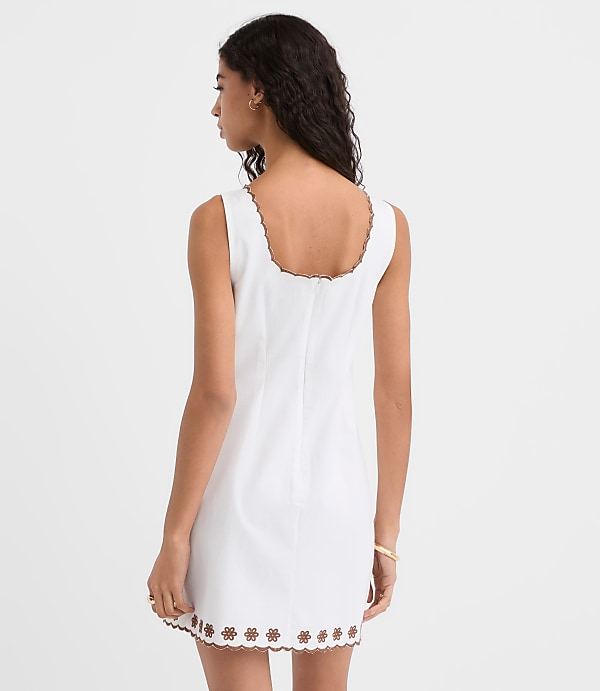 Scalloped Floral Eyelet Mini Dress