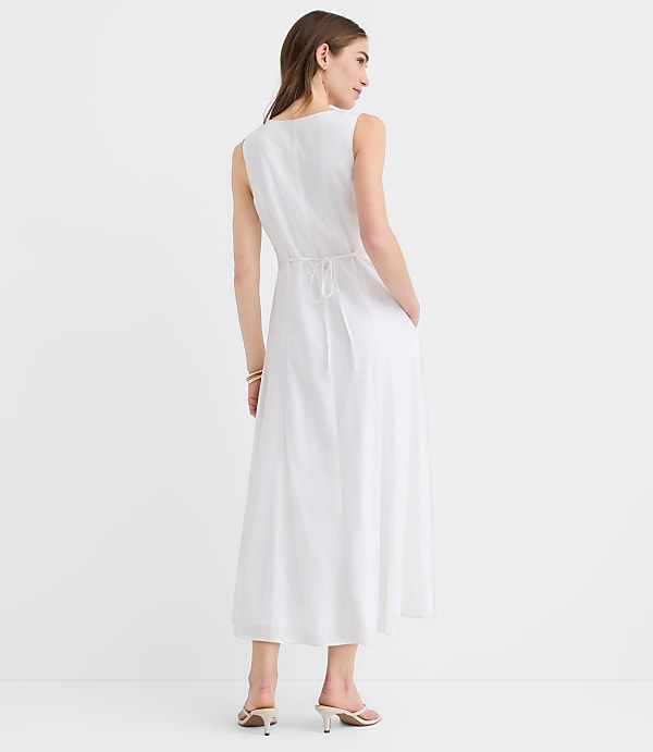 Petite Linen Cotton Vest Midi Dress