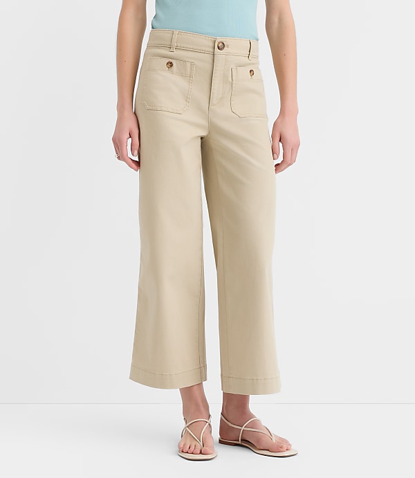 Palmer Wide Leg Crop Pants in Twill