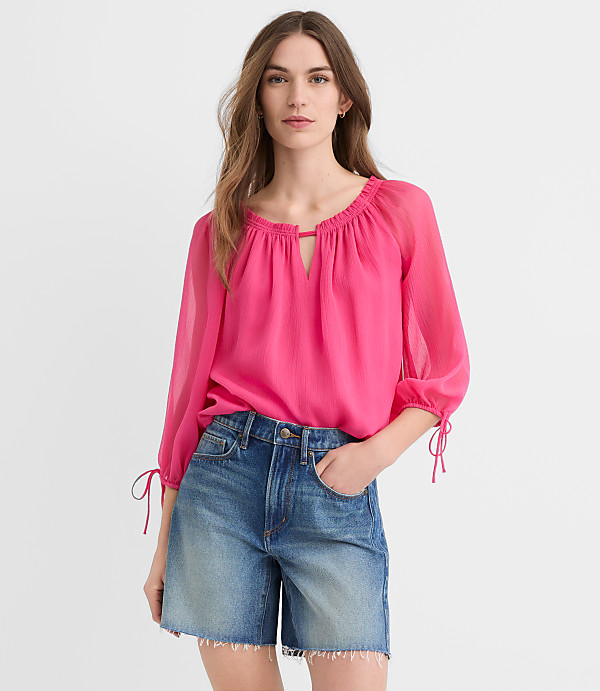 Tie Cuff Off The Shoulder Blouse