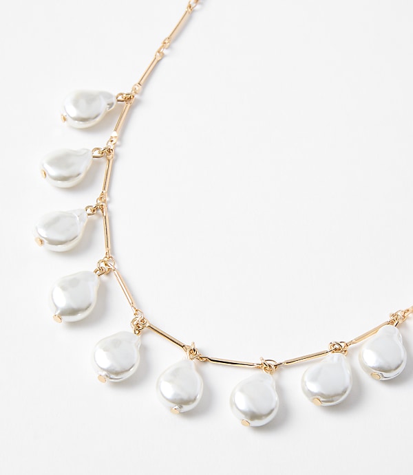 Pearlized Drop Statement Necklace