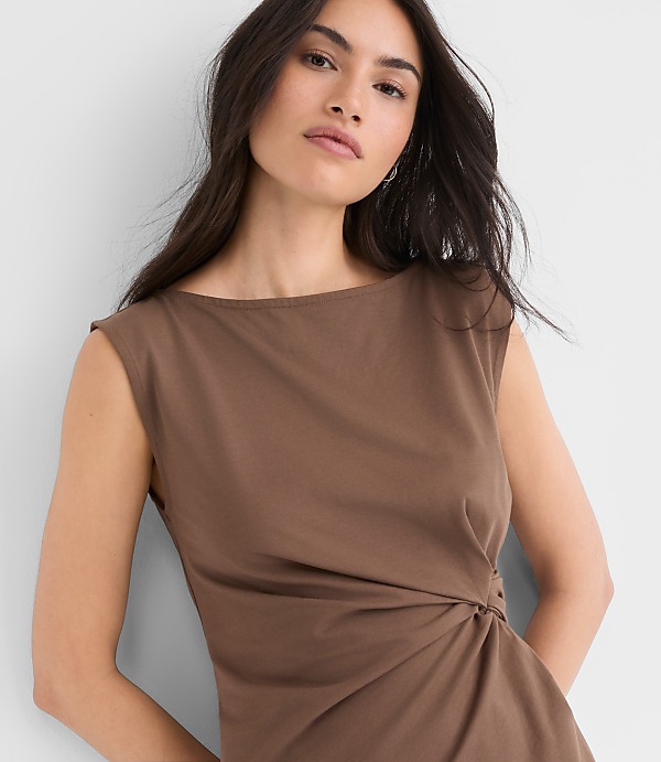 Petite Knotted Boatneck Top