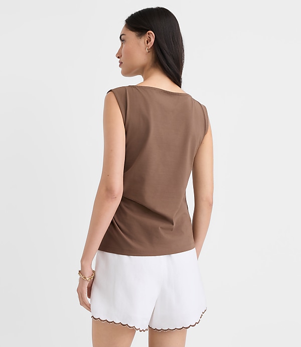 Petite Knotted Boatneck Top