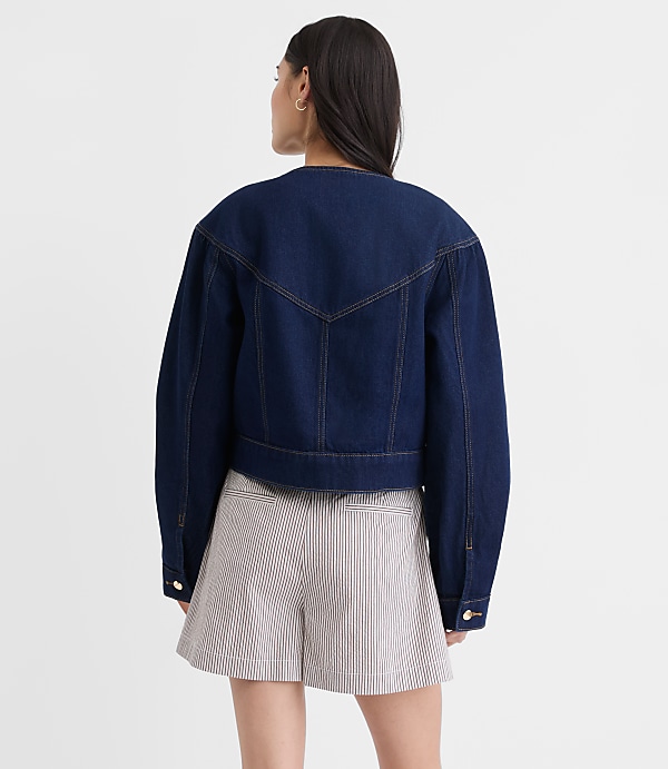 Balloon Sleeve Denim Jacket in Classic Rinse Wash