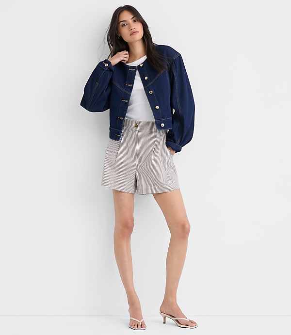Balloon Sleeve Denim Jacket in Classic Rinse Wash