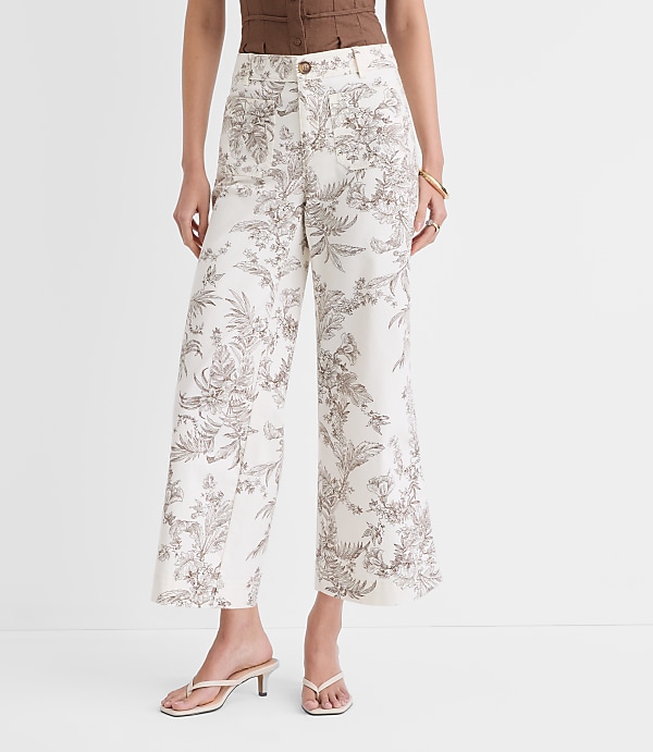 Palmer Wide Leg Crop Pants in Floral Toile