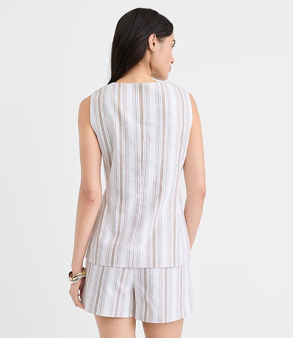 Striped Tailored Cotton Linen Vest