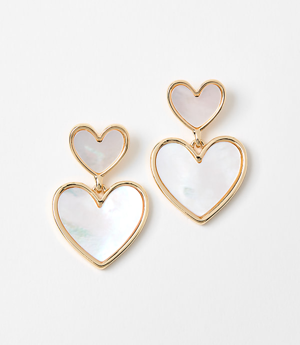 Mother Of Pearl Heart Drop Earrings