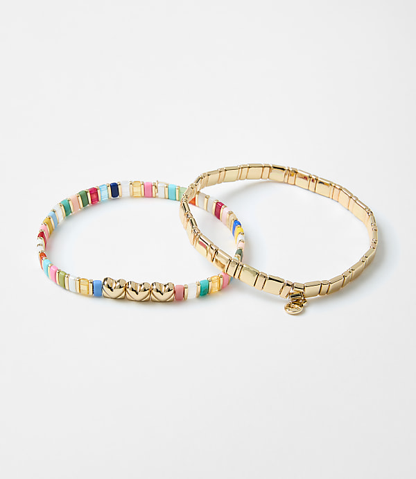 Rainbow Heart Chicklet Bracelet Set