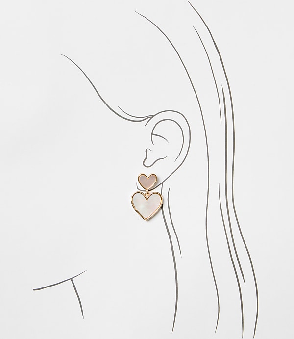 Mother Of Pearl Heart Drop Earrings