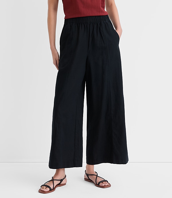 Breezy Wide Leg Crop Pants in Linen Cotton