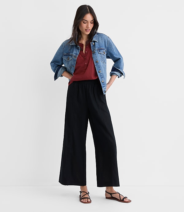 Breezy Wide Leg Crop Pants in Linen Cotton