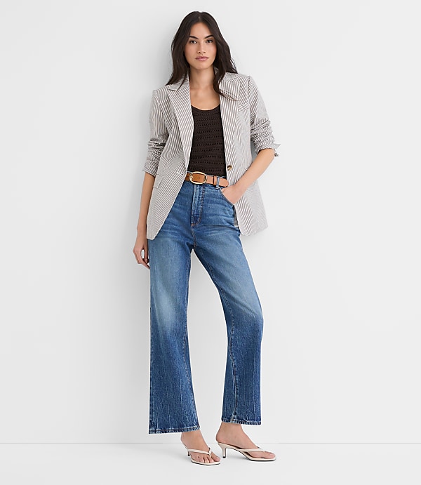 Striped Seersucker Fitted Blazer