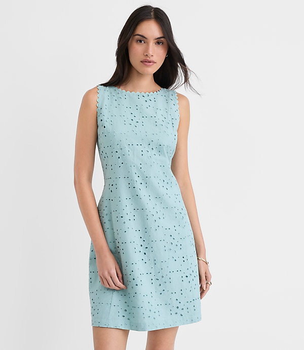 Scalloped Eyelet V-Back Mini Dress