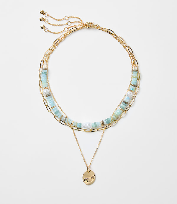 Pearlized Coin Layered Necklace Set