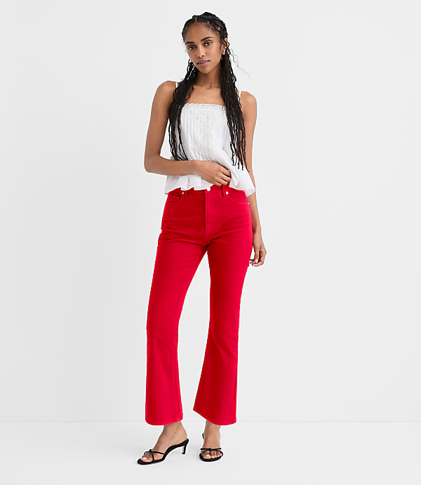 Rivete Petite High Rise Kick Crop Jeans in Maple Cherry