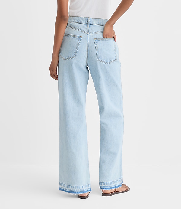 Rivete Tall Unpicked High Rise Wide Leg Jeans in Wave Wash